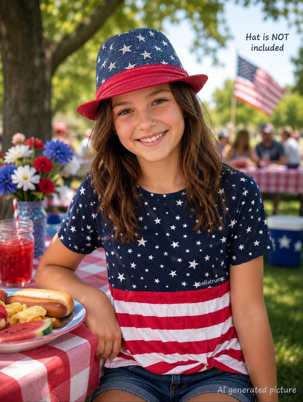 Moa Moa Girls Patriotic Shirt Size Large Red White Blue